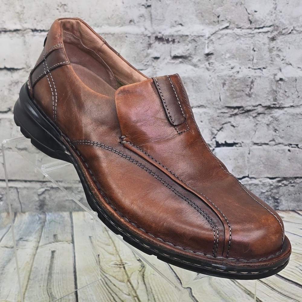 Clarks Escalade Step Loafers Mens 9 M Brown Leather Slip On Shoes 70846 Casual